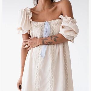Elegant Cream Off-Shoulder Dress